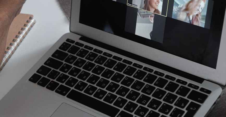a group of people chatting in a video call in a laptop